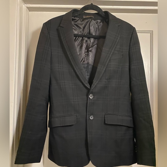 Zara Man Black Gingham Checker Pattern Cotton Wool Blend blazer suit jacket - Picture 1 of 15